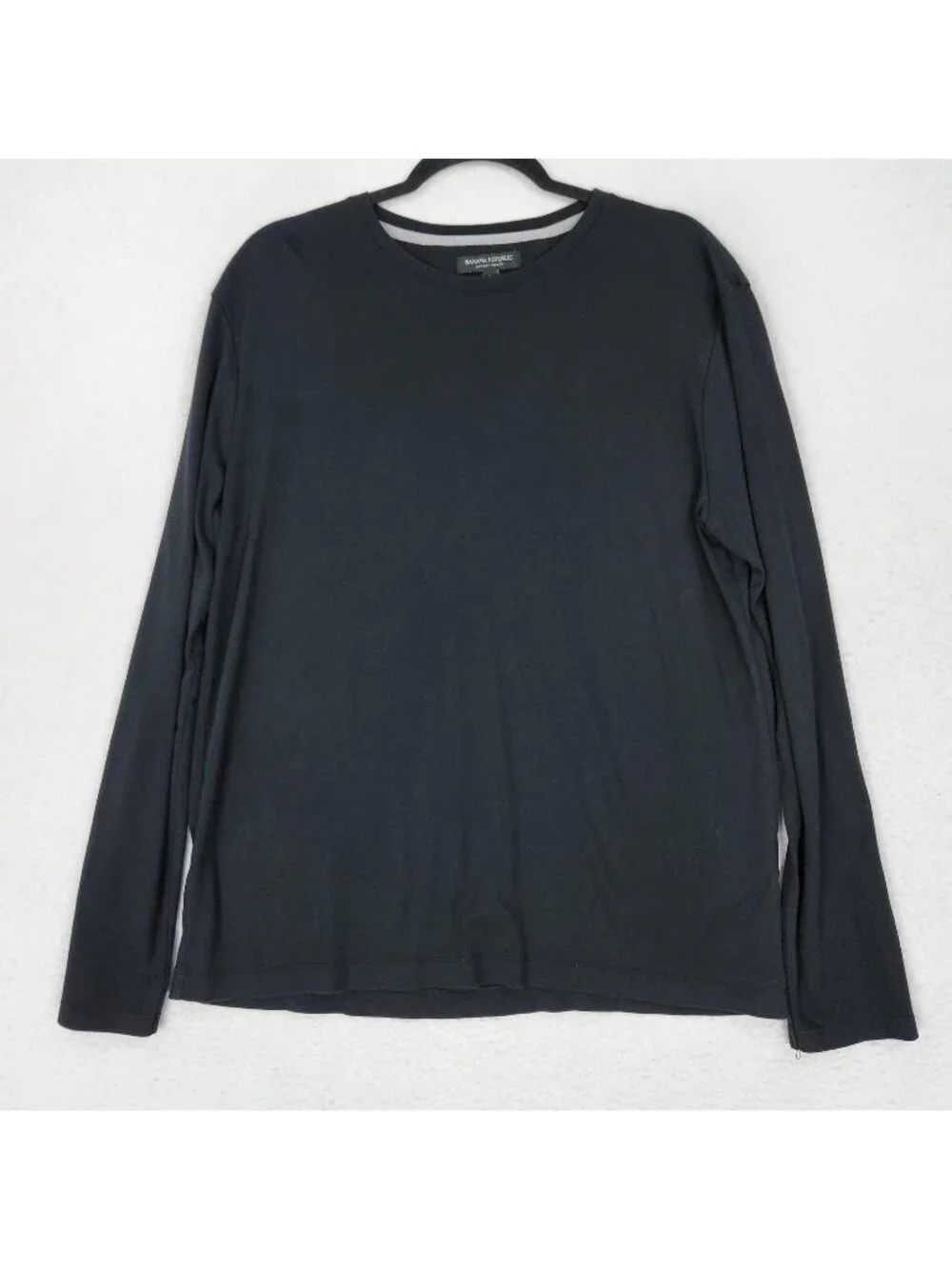 Banana Republic Shirt Mens Large Black Long Sleeve Luxury Touch Cotton Crewneck